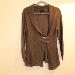 100% Cashmere Brown Buckle Clasp Sweater